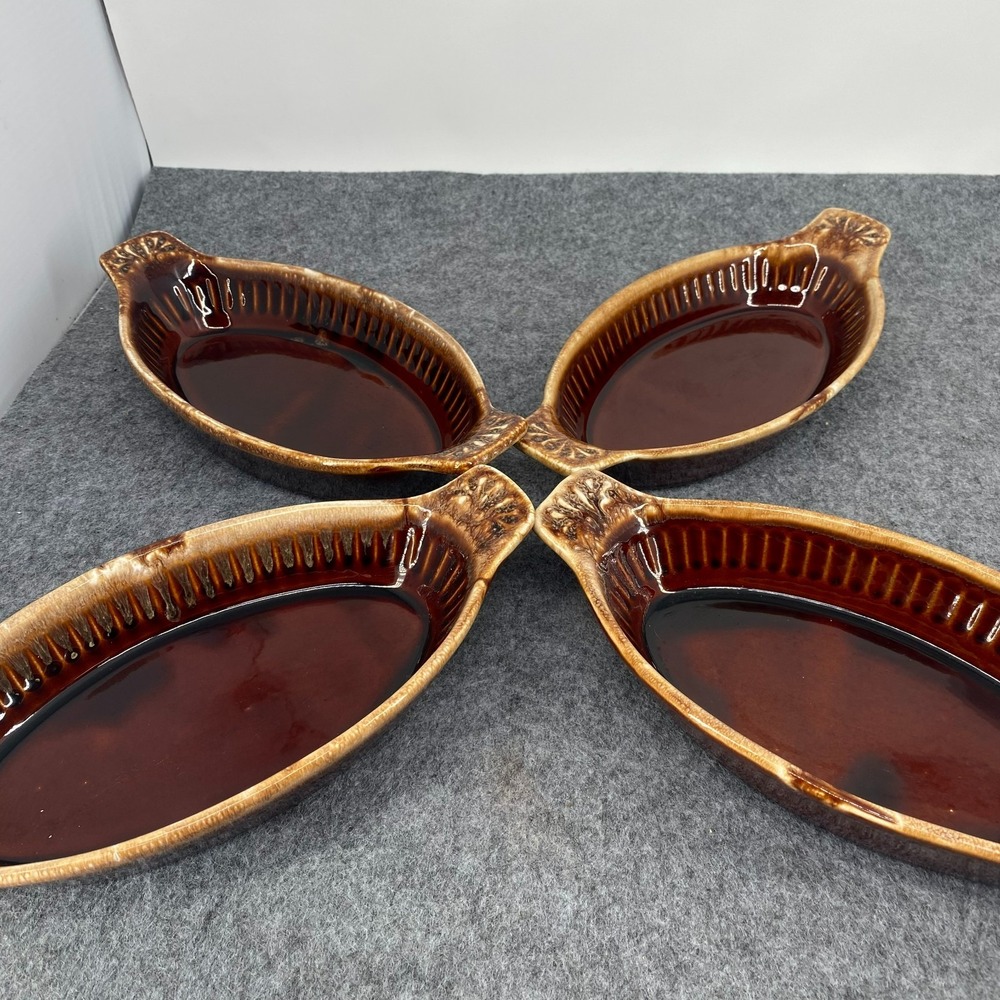 Vintage McCoy 7033 Brown Drip Au Gratin Casserole Dish Set of 4 Mid Century